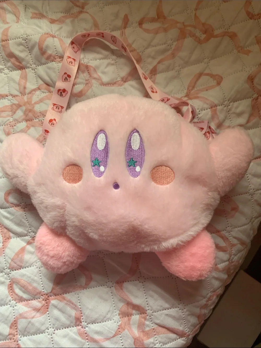 Plush Pink Character Kids Crossbody Bag - Cute Star-Eye Design
